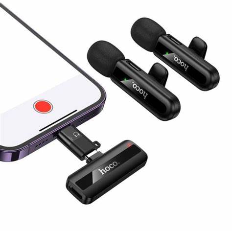 Hoco L20A Dual Wireless Lavalier Microphone – Type-C & Lightning - Image 3